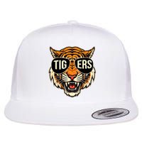 Tigers Vintage Sports Name Design Flat Bill Trucker Hat