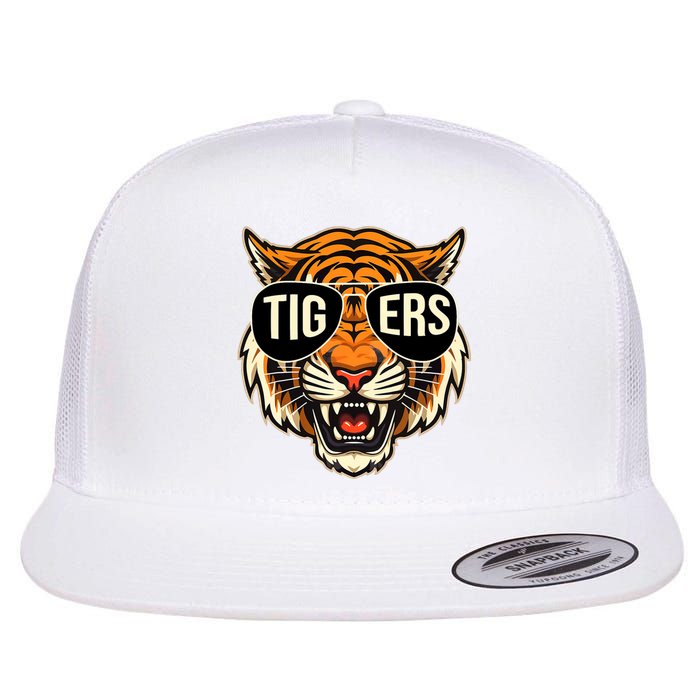 Tigers Vintage Sports Name Design Flat Bill Trucker Hat