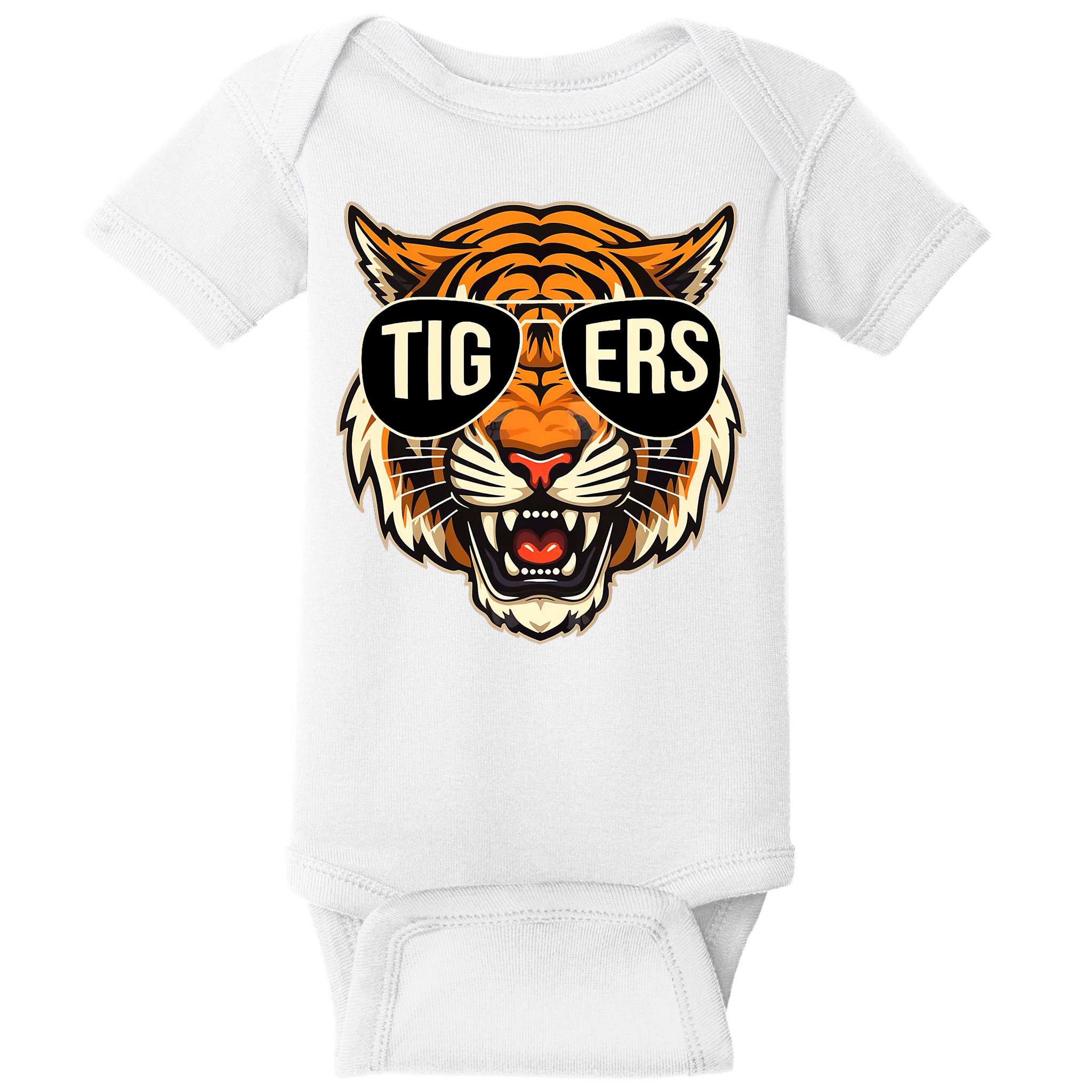 Tigers Vintage Sports Name Design Baby Bodysuit