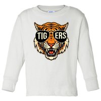 Tigers Vintage Sports Name Design Toddler Long Sleeve Shirt