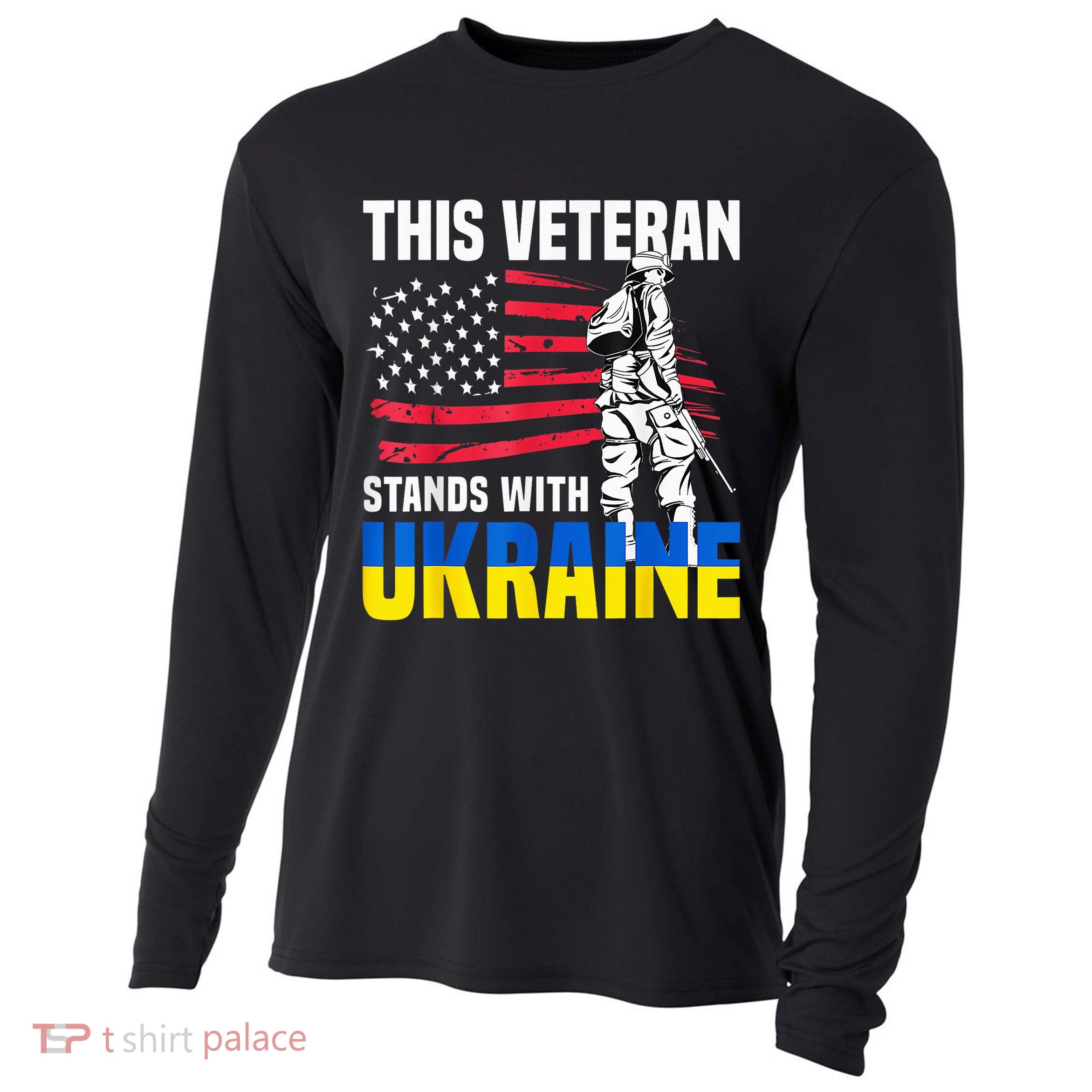 This Veteran Stands With Ukraine Cooling Performance Long Sleeve Crew