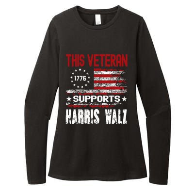 This Veteran Supports Harris Walz 2024 American Flag Womens CVC Long Sleeve Shirt