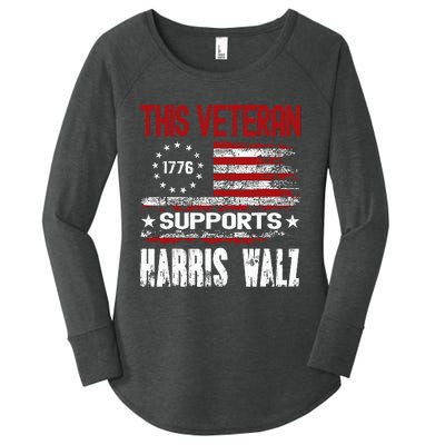 This Veteran Supports Harris Walz 2024 American Flag Women's Perfect Tri Tunic Long Sleeve Shirt