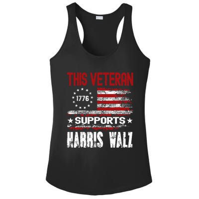 This Veteran Supports Harris Walz 2024 American Flag Ladies PosiCharge Competitor Racerback Tank