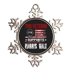 This Veteran Supports Harris Walz 2024 American Flag Metallic Star Ornament