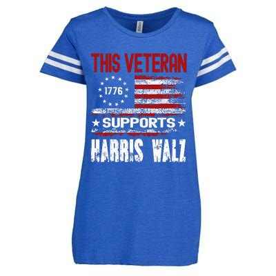 This Veteran Supports Harris Walz 2024 American Flag Enza Ladies Jersey Football T-Shirt