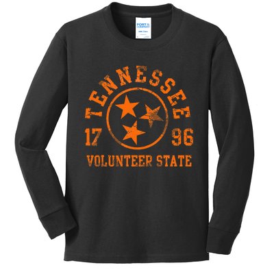 Tennessee Volunteer State Flag Home Vintage Distressed Kids Long Sleeve Shirt