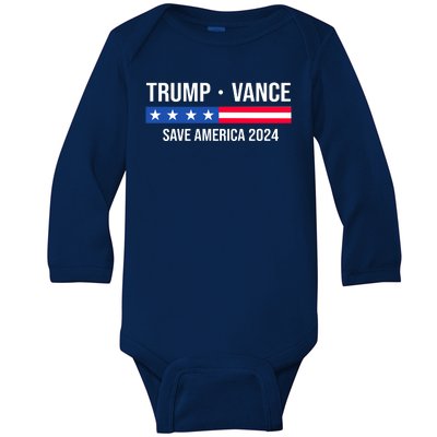 Trump Vance Save America 2024 Usa Election Baby Long Sleeve Bodysuit