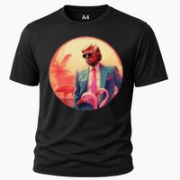 Trump Vice Style Sunglasses And Flamingos In Miami Cooling Performance Crew T-Shirt