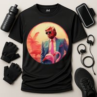 Trump Vice Style Sunglasses And Flamingos In Miami Cooling Performance Crew T-Shirt