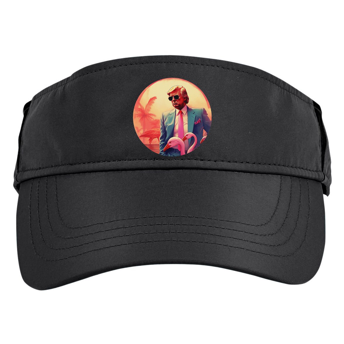Trump Vice Style Sunglasses And Flamingos In Miami Adult Drive Performance Visor