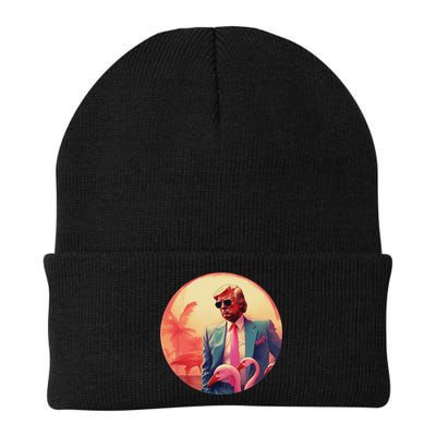 Trump Vice Style Sunglasses And Flamingos In Miami Beanie