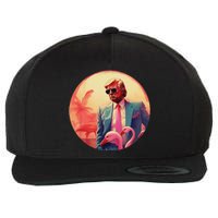 Trump Vice Style Sunglasses And Flamingos In Miami Wool Snapback Cap