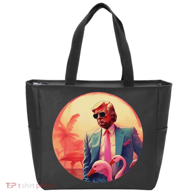Trump Vice Style Sunglasses And Flamingos In Miami Zip Tote Bag