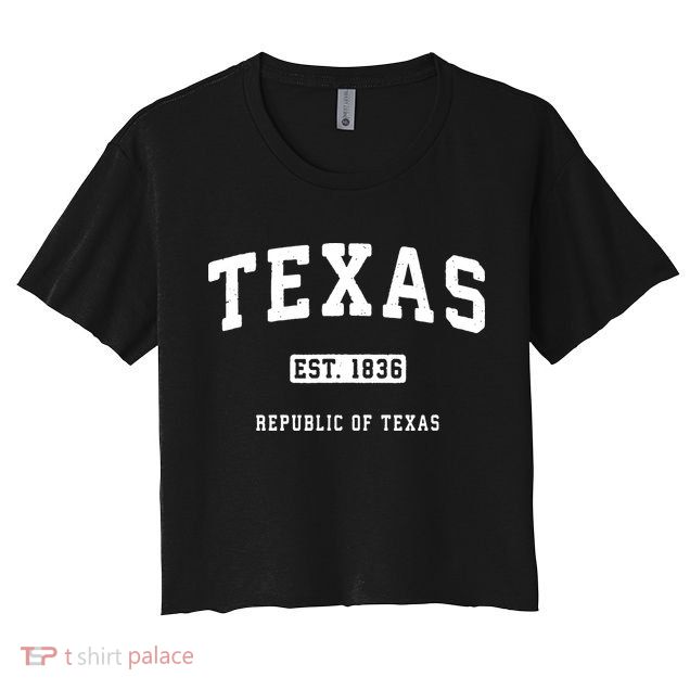 Texas Vintage Sports Design Republic Of Texas Crop Top