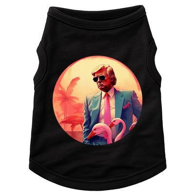 Trump Vice Style With Sunglasses And Flamingos In Miami Doggie Tank