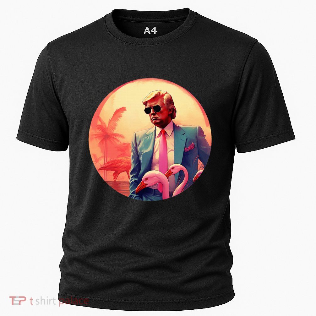 Trump Vice Style With Sunglasses And Flamingos In Miami Cooling Performance Crew T-Shirt