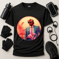 Trump Vice Style With Sunglasses And Flamingos In Miami Performance Shirt