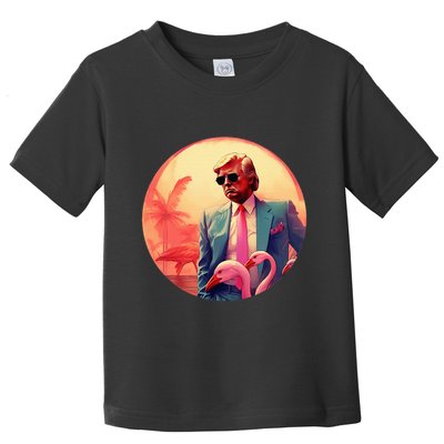 Trump Vice Style With Sunglasses And Flamingos In Miami Toddler T-Shirt