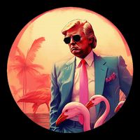 Trump Vice Style With Sunglasses And Flamingos In Miami Cropped Pullover Crew