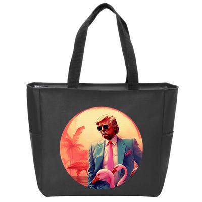 Trump Vice Style With Sunglasses And Flamingos In Miami Zip Tote Bag