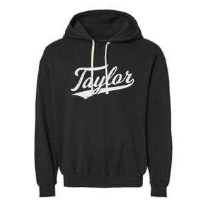 Taylor Varsity Script Athletic Jersey Name Style Garment-Dyed Fleece Hoodie