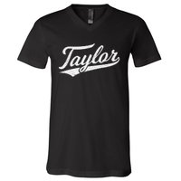 Taylor Varsity Script Athletic Jersey Name Style V-Neck T-Shirt