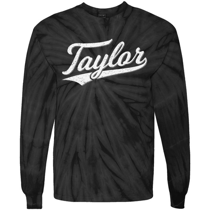 Taylor Varsity Script Athletic Jersey Name Style Tie-Dye Long Sleeve Shirt