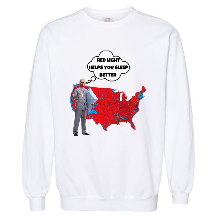 Trump Vs. Sleepy Joe Red Light Usa Map Funny Political Garment-Dyed Sweatshirt