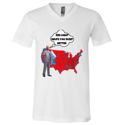 Trump Vs. Sleepy Joe Red Light Usa Map Funny Political V-Neck T-Shirt