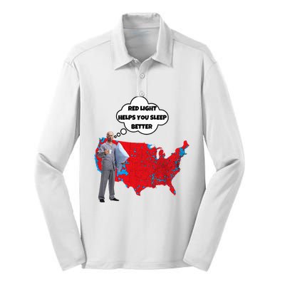 Trump Vs. Sleepy Joe Red Light Usa Map Funny Political Silk Touch Performance Long Sleeve Polo