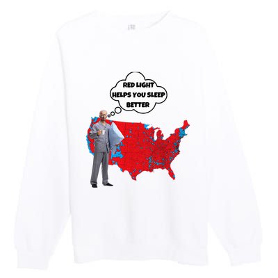 Trump Vs. Sleepy Joe Red Light Usa Map Funny Political Premium Crewneck Sweatshirt