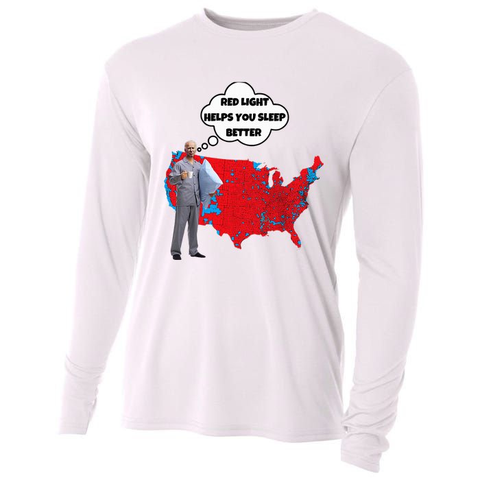 Trump Vs. Sleepy Joe Red Light Usa Map Funny Political Cooling Performance Long Sleeve Crew