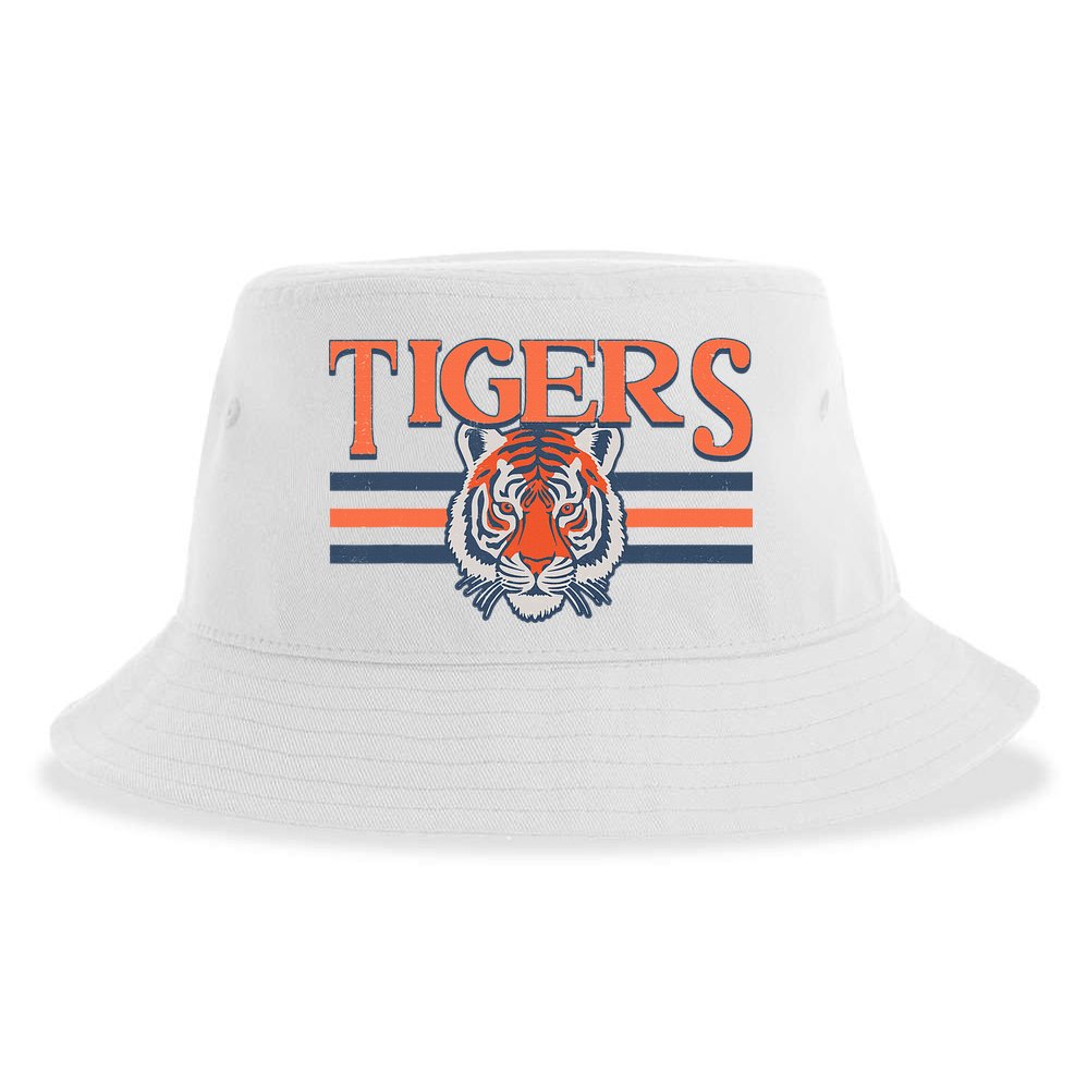 Tigers Vintage Sports Name Design Sustainable Bucket Hat