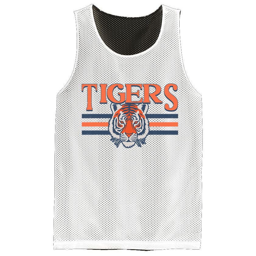 Tigers Vintage Sports Name Design Mesh Reversible Basketball Jersey Tank