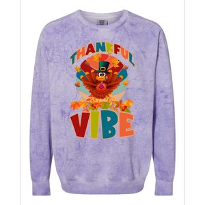 Thankful Vibe Turkey Saying Thanksgiving Cool Gift Colorblast Crewneck Sweatshirt