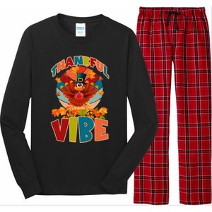 Thankful Vibe Turkey Saying Thanksgiving Cool Gift Long Sleeve Pajama Set