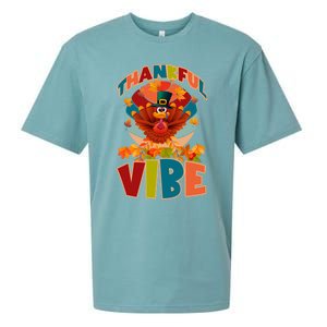 Thankful Vibe Turkey Saying Thanksgiving Cool Gift Sueded Cloud Jersey T-Shirt