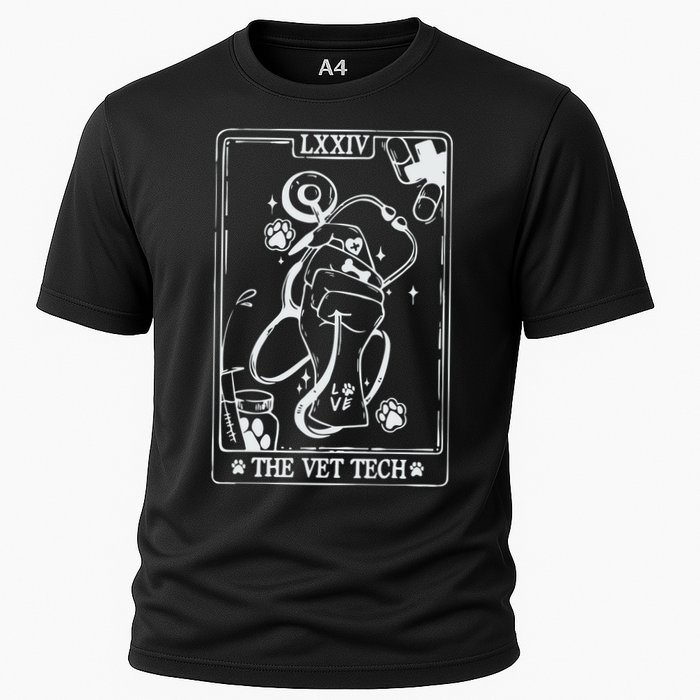 The Vet Tech Tarot Card Funny Veterinary Tech Cooling Performance Crew T-Shirt