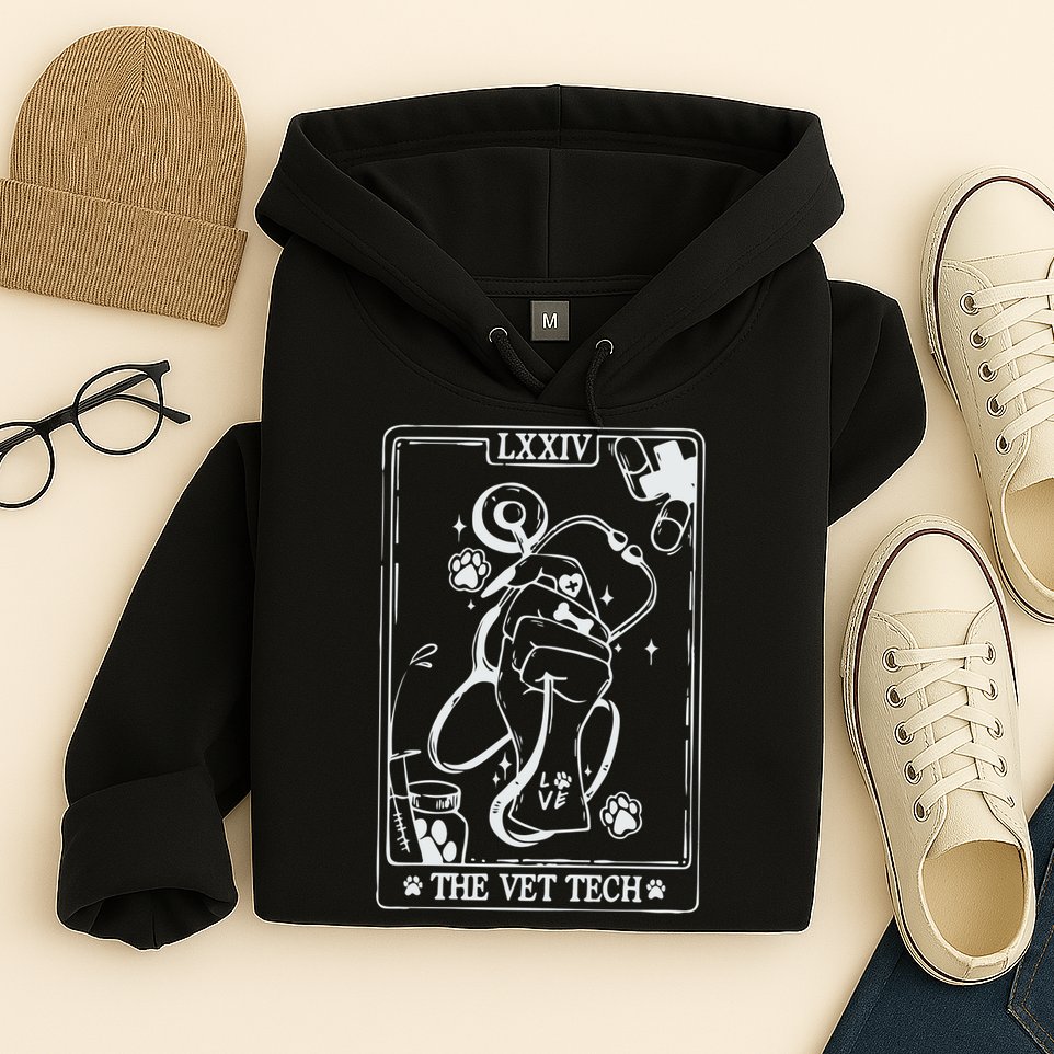 The Vet Tech Tarot Card Funny Veterinary Tech Hoodie