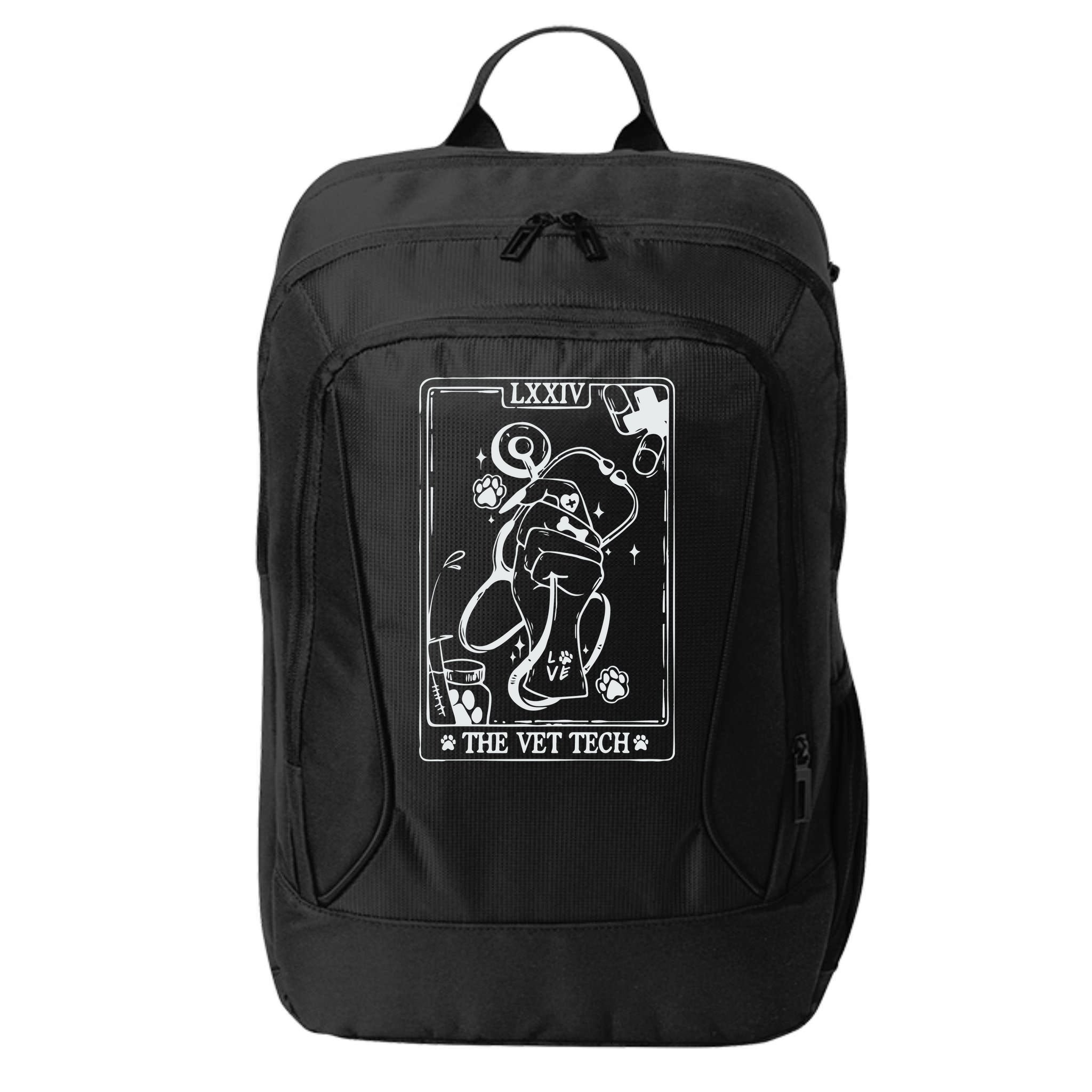 The Vet Tech Tarot Card Funny Veterinary Tech City Backpack