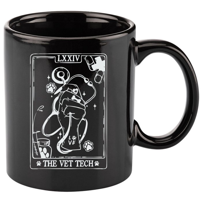 The Vet Tech Tarot Card Funny Veterinary Tech 11oz C Handle Ceramic Mug