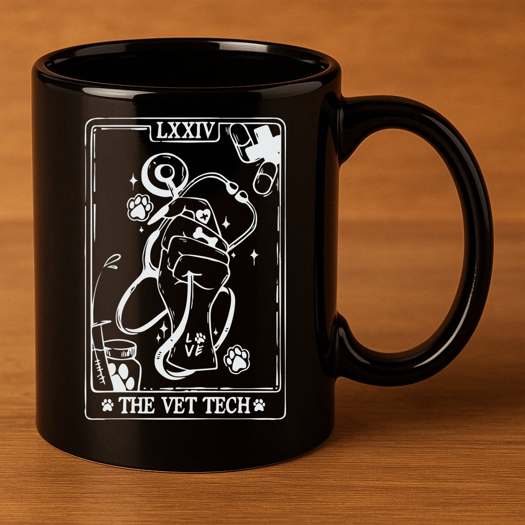 The Vet Tech Tarot Card Funny Veterinary Tech 11oz C Handle Ceramic Mug