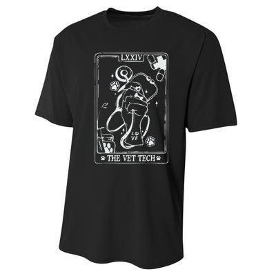 The Vet Tech Tarot Card Funny Veterinary Tech Performance Sprint T-Shirt