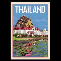 Thailand Vintage Travel Poster Drawstring Bag