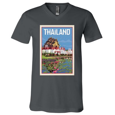 Thailand Vintage Travel Poster V-Neck T-Shirt