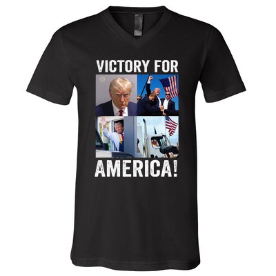 Trump Victory Trump Wins 2024 Election President Celebration V-Neck T-Shirt