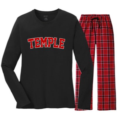 Temple Vintage Texas Sports Design Women's Long Sleeve Flannel Pajama Set 