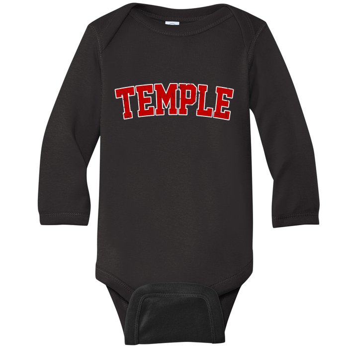 Temple Vintage Texas Sports Design Baby Long Sleeve Bodysuit