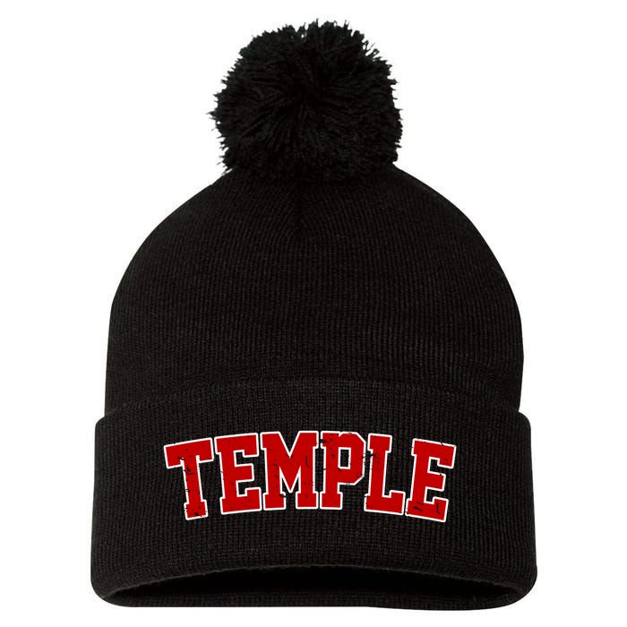 Temple Vintage Texas Sports Design Pom Pom 12in Knit Beanie